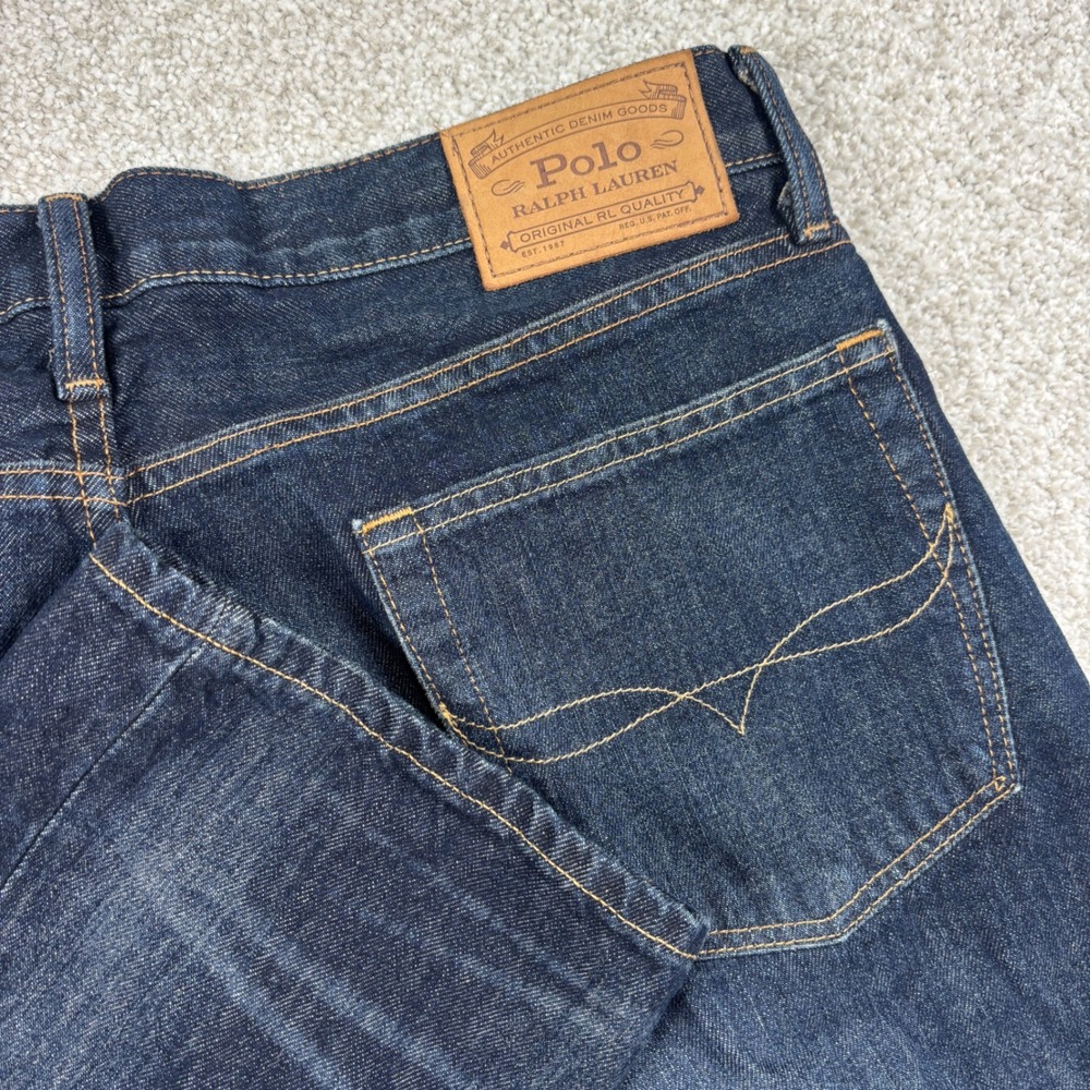 Polo Ralph Lauren Jeans Mens 34/32 Dark Blue Hampton Relaxed Straight Denim